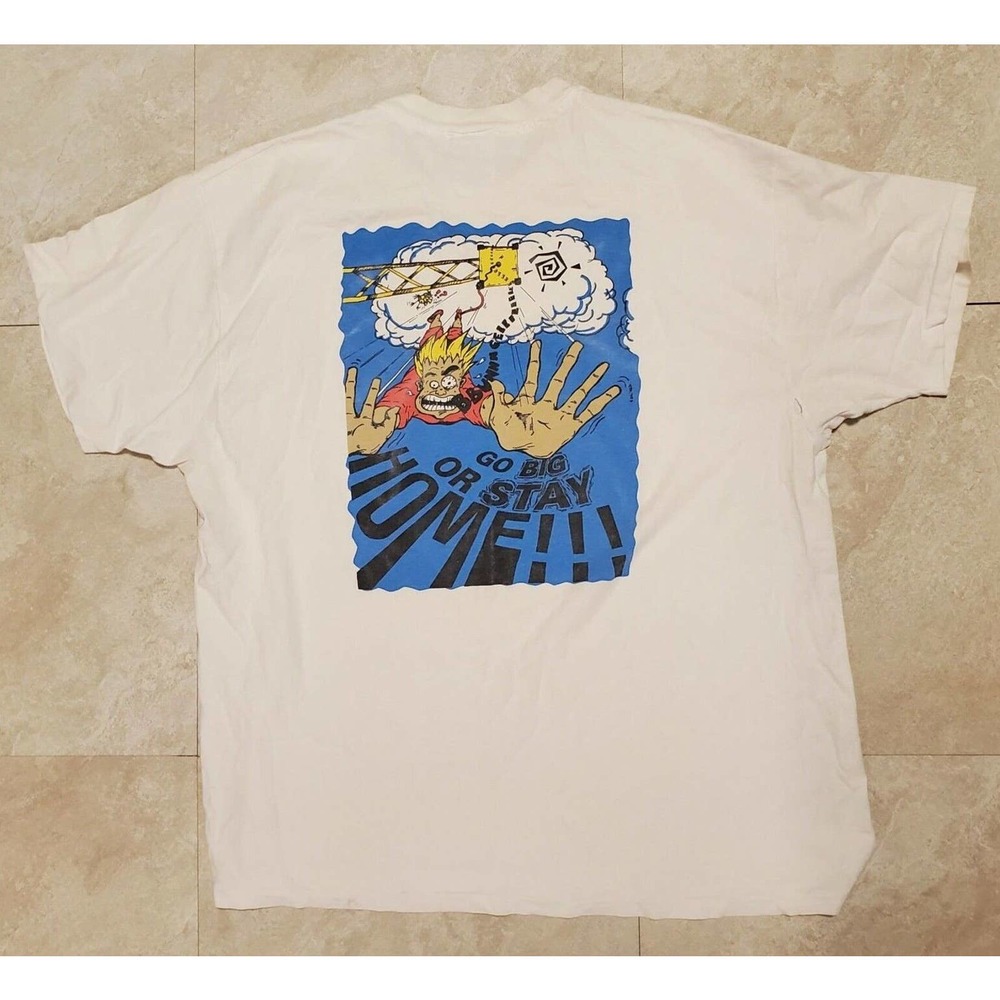 Vintage 90s Go Big Or Stay Home Single Stitch Graphic T Shirt Size XL X-Large
